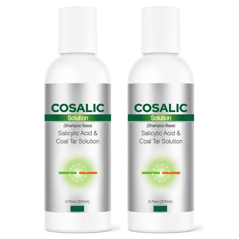 SALVE Cosalic Shampoo Solution (200 ml / 6.76 fl oz) Pack of 2 with Salicylic Acid & Coal Tar for Dandruff-Prone and Psoriasis-Prone Scalp - Image 1